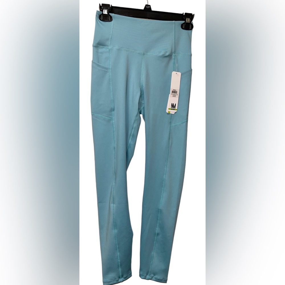 NICOLE MILLER SPORT LEGGINGS WOMEN BLUE ANKLE LENGTH POCKET-WORKOUT SIZE MEDIUM